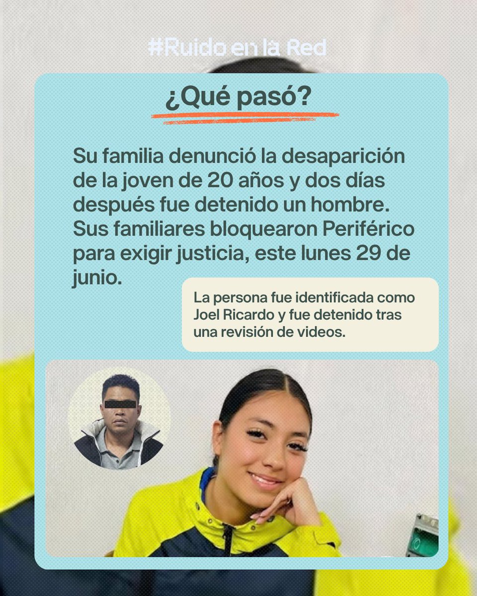 RuidoEnLaRed's tweet photo. 🕯️ Fátima Ozoara, auxiliar de enfermería de 20 años, fue localizada sin vida después de haber sido reportada como desaparecida desde el 21 de junio, cuando salió de su trabajo en la alcaldía Álvaro Obregón.

La Fiscalía de CDMX informó que un hombre ya fue detenido por su probable participación en la desaparición y feminicidio de la joven.