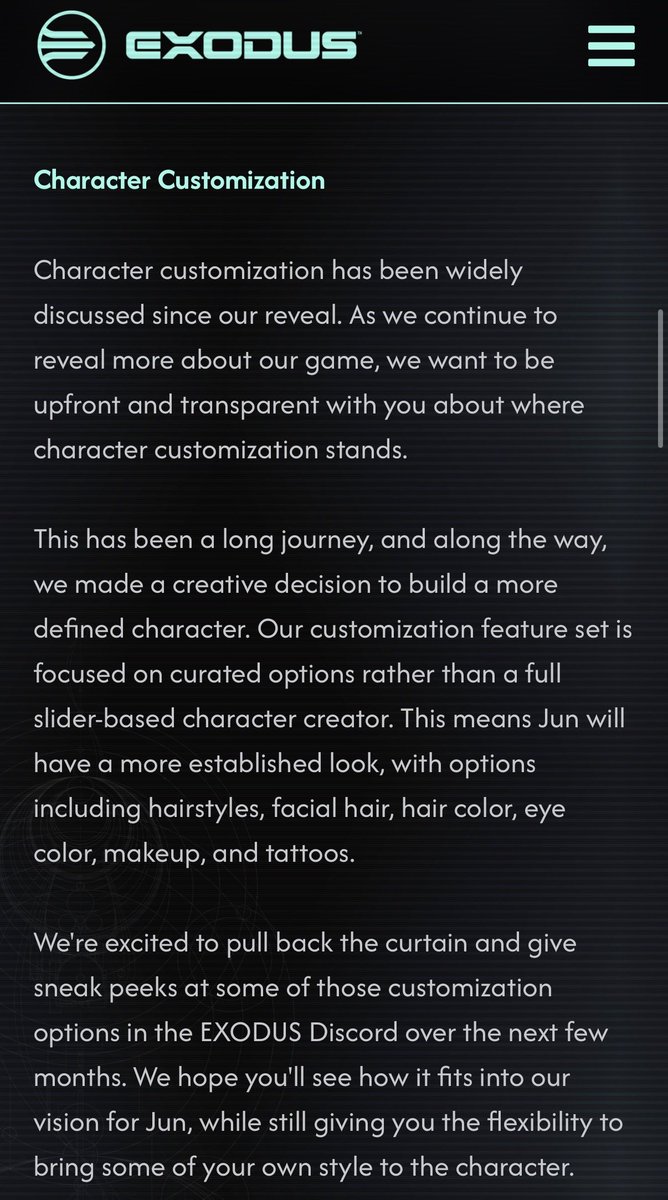 shinobi602's tweet photo. EXODUS | Character customization will focus on curated options rather than full slider-based character creator -- Jun will be a more "defined character" with an "established look", says developer Archetype

Customizable options include:

▪️Male/Female
▪️Hair Colors + Styles
▪️Facial Hair
▪️Eye Color
▪️Makeup
▪️Tattoos

➡️ https://t.co/O7B8EwuqCm