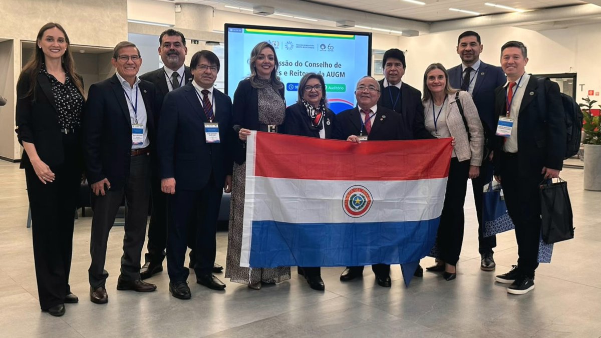 UNP_Paraguay's tweet photo. La 89.ª Sesión del Consejo de Rectoras y Rectores de la AUGM reúne en São Paulo a autoridades de universidades de la región. La UNP está representada por la vicerrectora, Gladys Brítez, reafirmando su compromiso con la cooperación internacional y la integración académica. https://t.co/hqhgXSUhKm