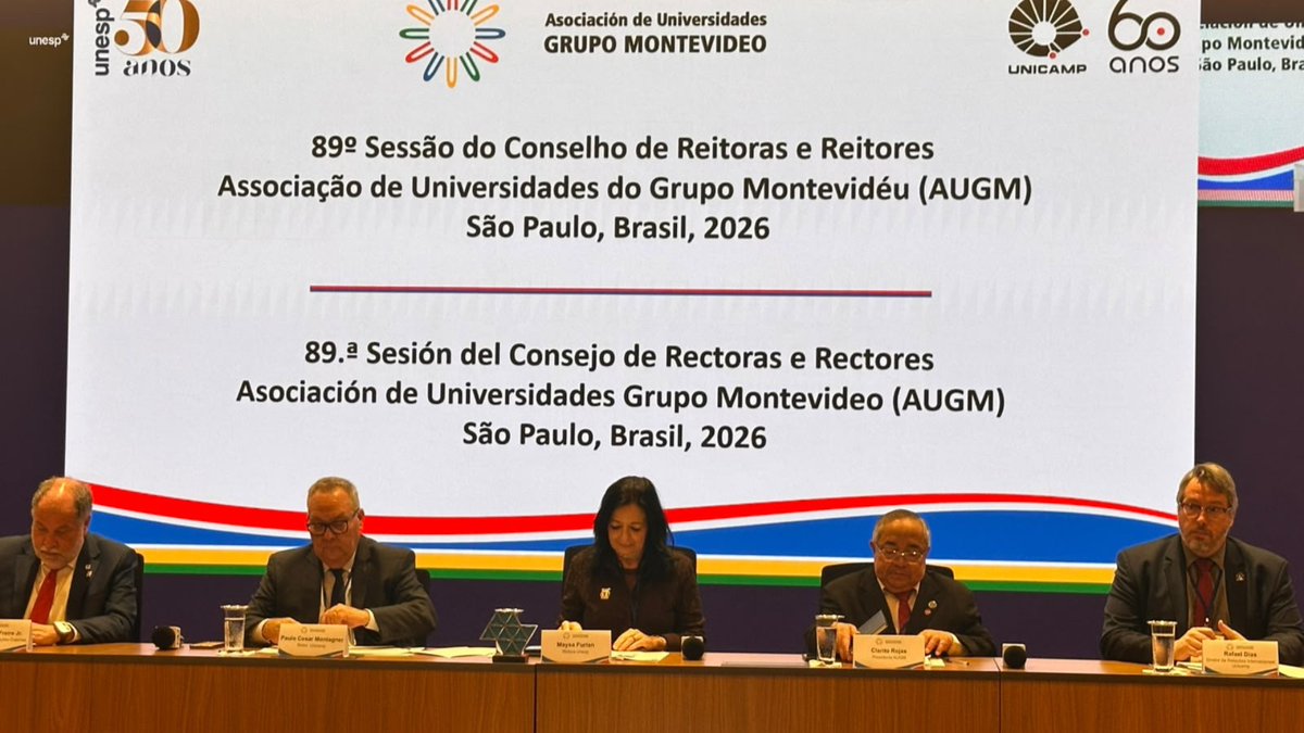 UNP_Paraguay's tweet photo. La 89.ª Sesión del Consejo de Rectoras y Rectores de la AUGM reúne en São Paulo a autoridades de universidades de la región. La UNP está representada por la vicerrectora, Gladys Brítez, reafirmando su compromiso con la cooperación internacional y la integración académica. https://t.co/hqhgXSUhKm