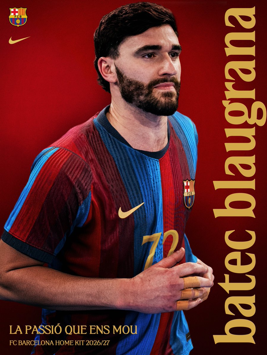 FCBhandbol's tweet photo. Feta per bategar junts 💙❤
La primera equipació 2026/27 ja és aquí. https://t.co/BSxwyF4o5Q