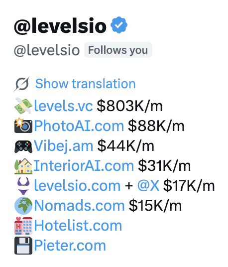hustlin_heev's tweet photo. not tryna hate on @levelsio, i have upmost respect

but his churn seems to be wild

when i started following him Nomads was $30K MRR, PhotoAI was like $130K MRR, Interior $50K or something..

it doesnt matter cuz hes already escaped the matrix 10x over but jus something i noticed..