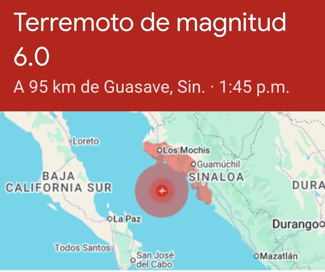 Mexico_NewsMX's tweet photo. 🚨🇲🇽 ÚLTIMA HORA | Dos sismos sacuden el noroeste de México
Un sismo de magnitud 6.1 fue registrado al suroeste de Guasave, Sinaloa, y minutos después ocurrió otro de magnitud 5.3 cerca de El Salto, Durango.
Hasta el momento, no se reportan personas lesionadas ni daños de consideración, mientras las autoridades mantienen activos los protocolos de revisión.

⚠️ Si te encontrabas en la zona, ¿cómo lo sentiste? ¿En qué ciudad estás y qué ocurrió?
Mantente informado y atento a posibles réplicas. 🙏🇲🇽

#Sismo #Sinaloa #Durango #Guasave #LosMochis #Culiacán #México #ProtecciónCivil #ÚltimaHora #temblor #terremoto