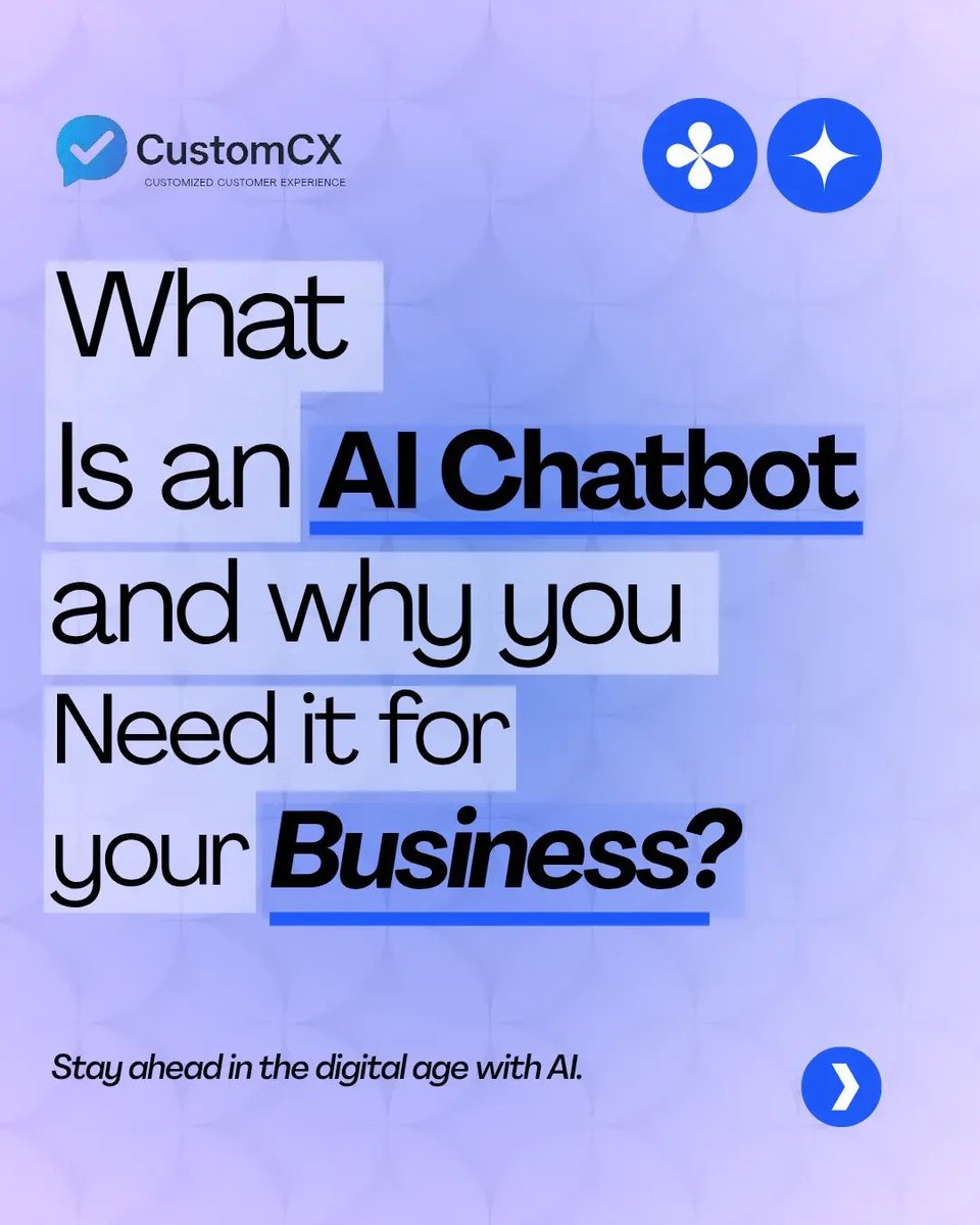CustomCx's tweet photo. At CustomCX, we build tailored AI Chatbots for your business needs. 
📩 DM us today to get started! https://t.co/ymllyo02Ox