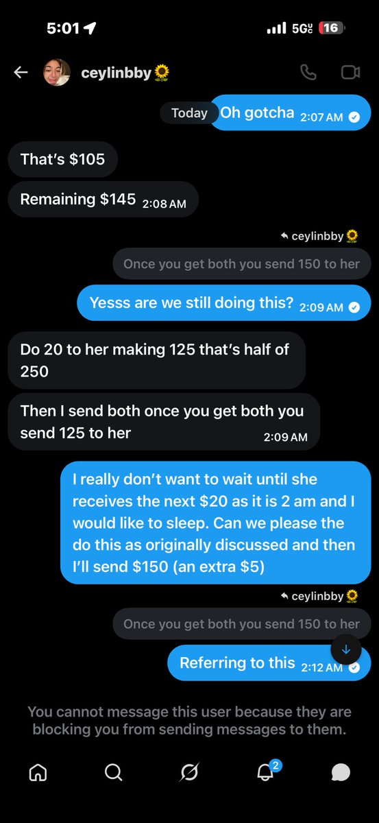 nessmontenegro's tweet photo. BEWARE DO NOT message this girl. She scammed me this morning. She seems to actually be going to the Ariana grande concert as well and is just trying to make extra money. https://t.co/Zrp0r2EEJS