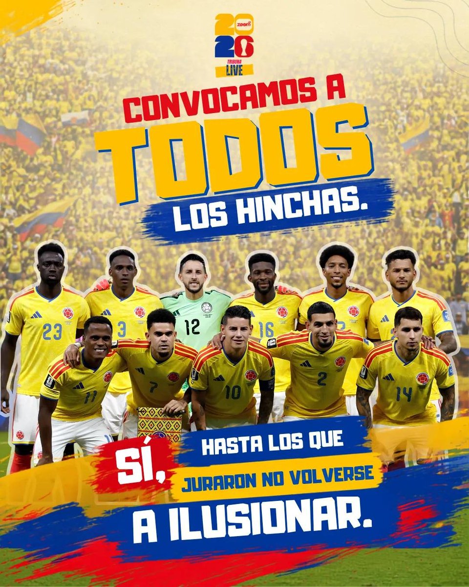 CanalZOOMTV's tweet photo. Hay amores que nunca se terminan. ❤️💛💙
📣 Convocamos a todos los hinchas. Sí, hasta los que juraron no volverse a ilusionar.
Porque la fe en la Selección no se explica… se siente. 🇨🇴🔥
#LaSele #SelecciónColombia #Colombia #Mundial2026 https://t.co/SAekLRdW81