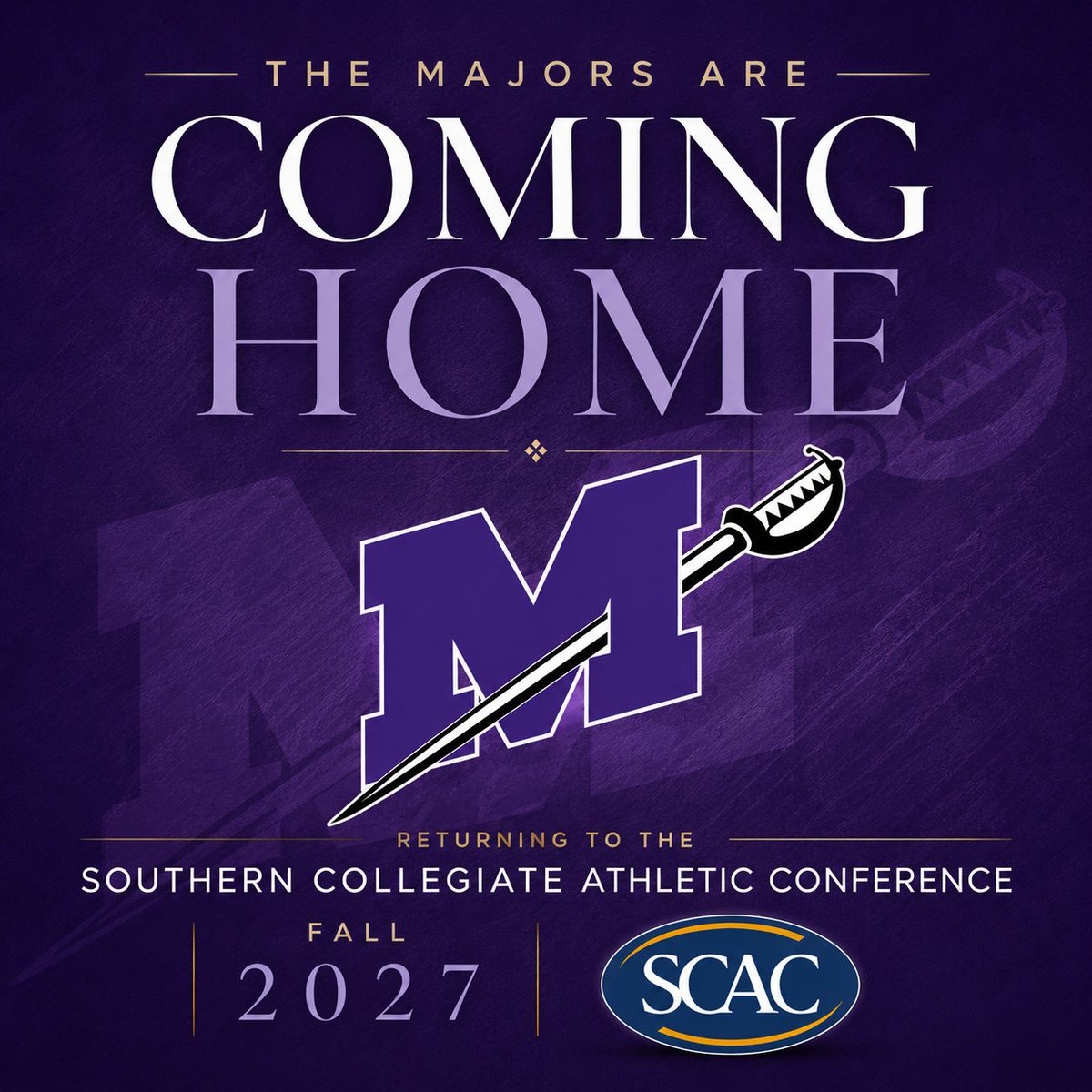 millsapscollege's tweet photo. 🏛️ We're coming home.

Beginning in Fall 2027, Millsaps College returns to the Southern Collegiate Athletic Conference. We look forward to this exciting new chapter for the Majors.

🔗  https://t.co/fp9LsiSi51

#GoMajors #SCAC https://t.co/SN9O7gFXgF