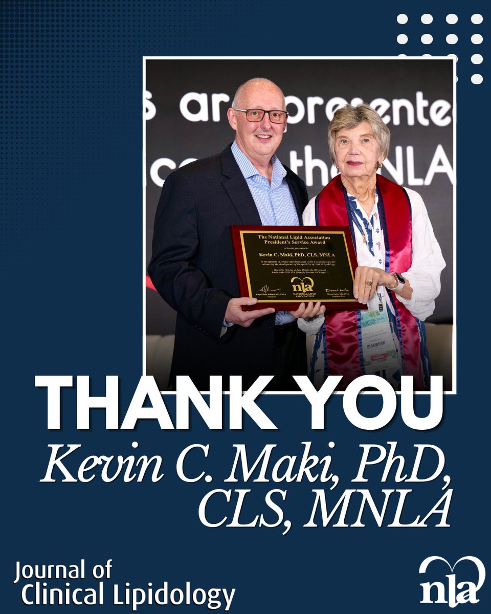 nationallipid's tweet photo. Today marks a bittersweet milestone as Kevin C. Maki, PhD, CLS, MNLA and Mary R. Dicklin, PhD complete their time with the Journal of Clinical Lipidology. 

Dr. Maki has served as the JCL's Co-Editor-in-Chief for the past three years. Alongside him, Dr. Dicklin — Senior Principal Scientist at Midwest Biomedical Research — has served as Executive Editor and, we often call her, the "glue" holding it all together. Together, these two have been essential to the journal's growth and success.

And we can't think of a better note to end their tenure on, the JCL's new Impact Factor of 6.9, an increase of more than two points from last year.

We are endlessly grateful for the time, dedication, and commitment Drs. Maki and Dicklin have given to the JCL over the years. While we're sad to see this chapter close, we cannot wait to see what comes next for both of them.

Please join us in congratulating Dr. Maki and Dr. Dicklin in the comments below!👇
@SystematicIRE