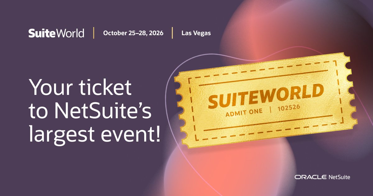 tbachmeier1's tweet photo. This golden ticket unlocks more than a seat. It unlocks what’s next. Secure your spot with @NetSuite at #SuiteWorld today. https://t.co/bw9ExwSaoo https://t.co/zLFPde0abw