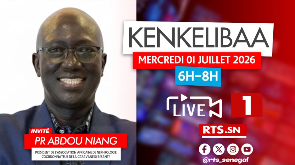 sosendt's tweet photo. Rendez-vous ce mercredi 1er juillet sur la @RTS1_Senegal : le Pr Abdou Niang, Professeur titulaire de néphrologie, est l'invité de Le Kenkelibaa. À suivre absolument ! https://t.co/RNNbp3Euef