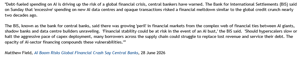 LarsSchall's tweet photo. "AI boom risks global financial crash, warn central bankers" https://t.co/js4yUrgz6e https://t.co/LmoRo12QM3