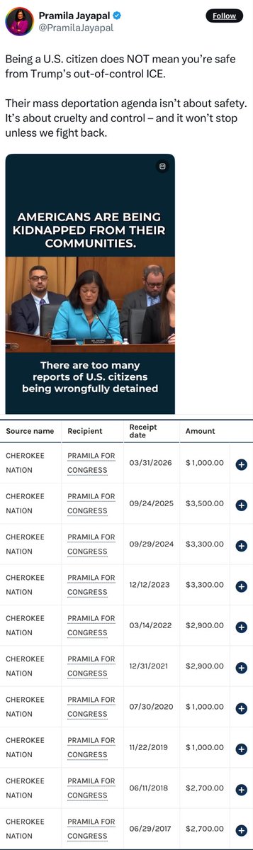 LauraLoomer's tweet photo. EXCLUSIVE:

🚨 Follow the Tribal Money: Markwayne Mullin’s Cherokee Nation Donors Are Fueling the Open-Border Resistance 🚨 

Why has DHS Secretary Markwayne Mullin @SecMullinDHS failed to deliver on mass deportations?

Well, if you follow the money, you can see the answer with your own eyes.

Despite his tough talk, @SecMullinDHS’s record on securing the border and removing illegal aliens has fallen short. One reason may be his deep ties to the Cherokee Nation, of which he is a member. The tribe has contributed over $250,000 into Mullin’s campaigns over the years, including multiple $25,000+ donations to his Victory Fund and Mullin for America.

The same Cherokee Nation has repeatedly funded some of the most radical left, open border Democrats in Congress, including:

@Rep_Stansbury, who vowed to fight Trump’s mass deportation plan as illegal and inhuman; @PramilaJayapal, who claims ICE is “kidnapping” U.S. citizens; and Minnesota Lt. Gov. @peggyflanagan, who wants to rip ICE apart.

When your biggest donors are bankrolling the radical left’s anti-deportation resistance efforts, it’s fair to ask whose interests Secretary Mullin is really serving.

He should resign as DHS @DHSgov Secretary. 

The vetting crisis continues! @POTUS @StephenM @elonmusk 

RECEIPTS 👇🏻