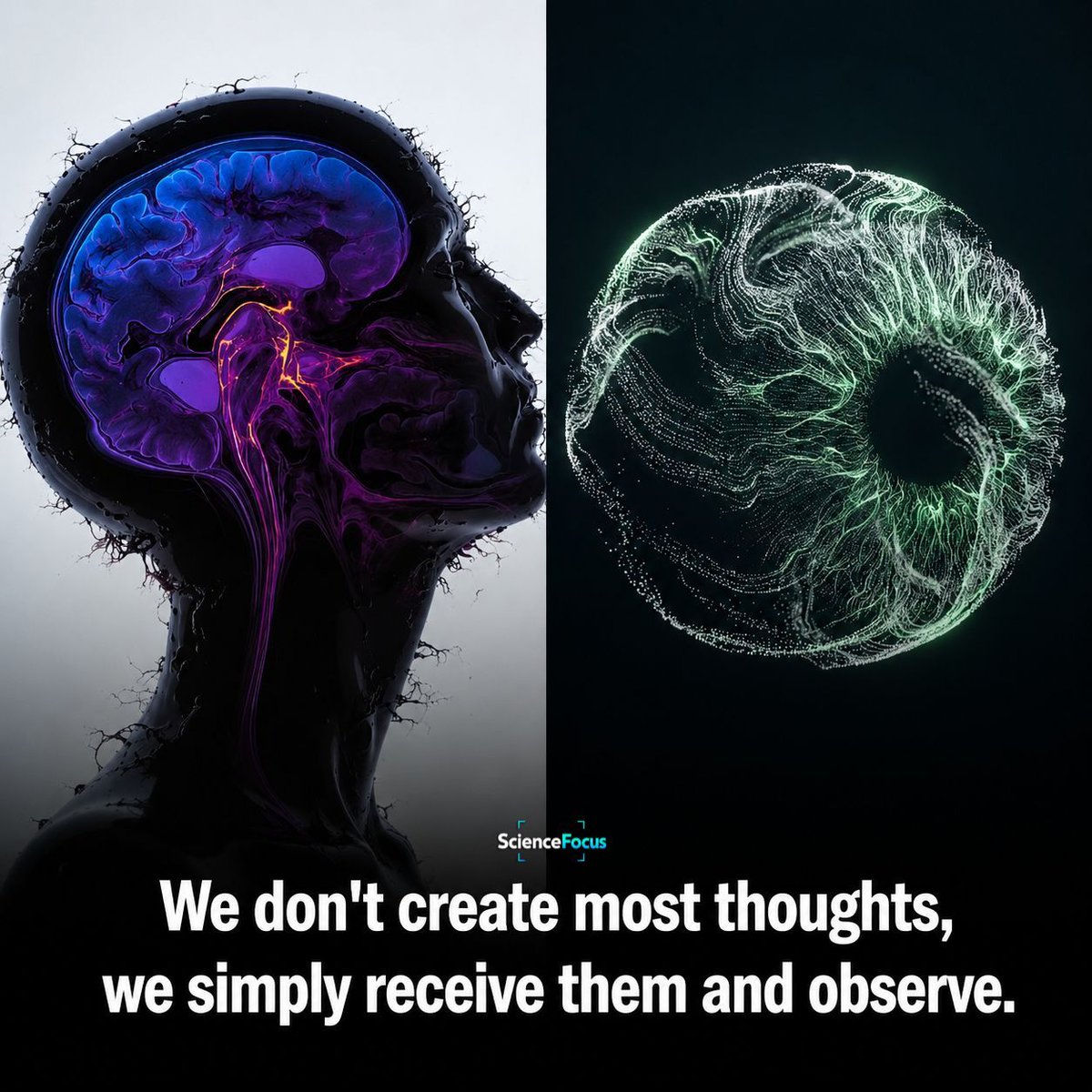 ICDeadPixels's tweet photo. Your mind isn't creating every thought.

Many thoughts appear automatically.

Your brain constantly processes memories, emotions, habits, and your surroundings.

Most thoughts arise without conscious effort.

You notice them more than you create them.

Neuroscience suggests the brain often begins processing before you're even aware of a thought.

That doesn't mean you have no control.

You may not choose the first thought.

But you can choose whether to believe it, ignore it, or act on it.

Learning to observe your thoughts instead of reacting to them can reduce stress and improve mental clarity.

Sometimes, the most powerful response is simply to watch a thought pass by.