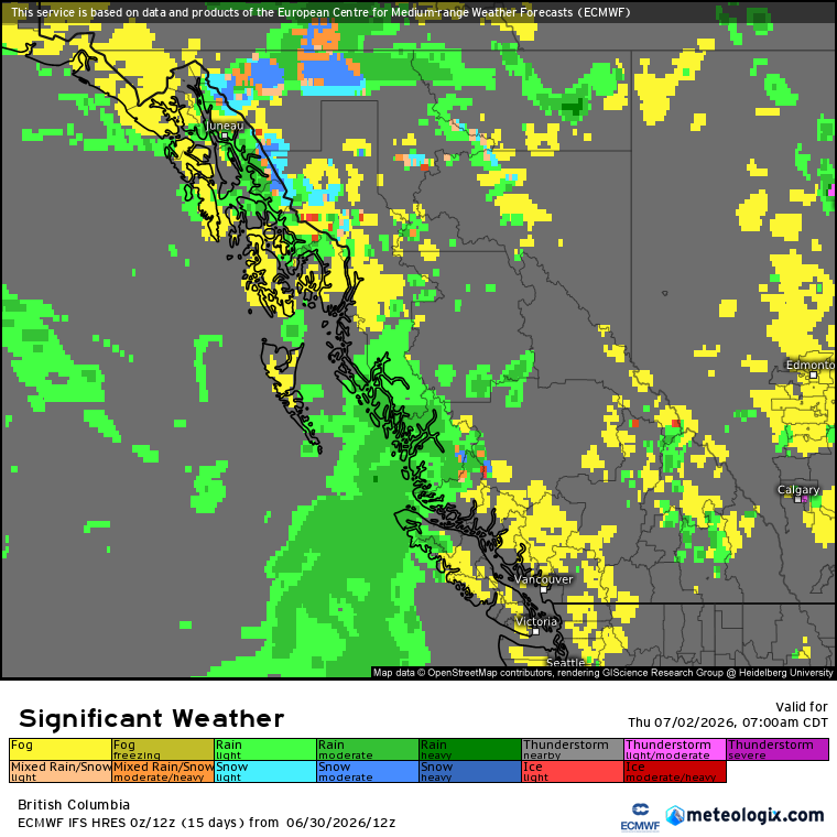 Zach_wx's tweet photo. #BCStorm #BCwx #BCStormWatch
Convection (TSTM/non-TSTM) will remain capable of producing heavy to extremely heavy downpours, hail up to 0.25-0.5 inch/~0.5-1.25 cm, & wind gusts up to 50-70 km/h through the rest of this aft to mid or late eve. However, in any strong-severe cells that develop within the highlighted area (*not limited to the severe thunderstorm watch*), stronger wind gusts (up to 80-90 km/h) &/or larger hail (up to 0.75-1 inch/~2-2.5 cm) will be possible.
The storm mode will be cellular (singular/multi), which includes any multi-cell clustering.