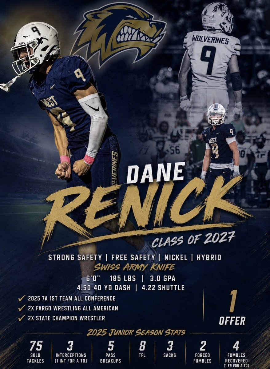 DaneRenick6's tweet photo. 🚨 Coaches, if you need a guy who can cover, tackle in space, blitz, or play downhill.. CUT ON THE FILM 🚨

https://t.co/6kfRMgTyOf

@BVille_West_FB  @TrainGameSpeed @PrepRedzoneAR @tctabler @MikeRoach247 @adamgorney  @Rivals_Recruits @PlayerwireHQ 
@MissLou365 @NPCoachJeff https://t.co/m7vlBo2Sd4