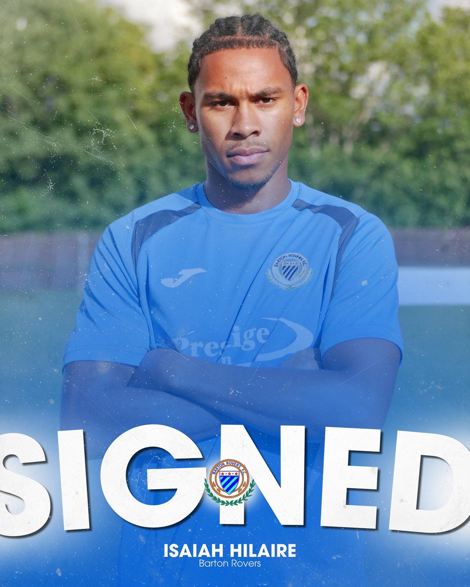 bartonroversfc's tweet photo. SIGNED. ✍️

Barton Rovers are delighted to welcome Isaiah Hilaire to the club! 🫡

Isaiah adds pace, quality and both attacking and defending threats to the squad as preparations continue for the 2026/27 campaign. 👊

Welcome to Barton, Isaiah! 💙

#UpTheRovers https://t.co/UuERI6yx0g