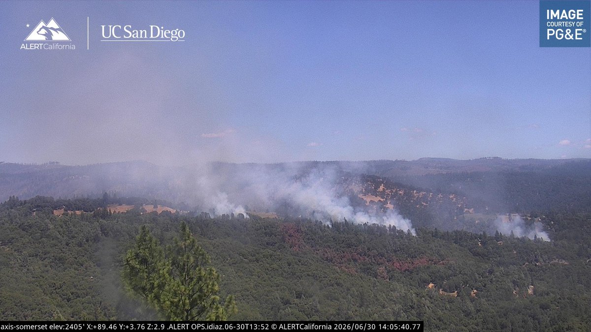 CaliFireTracker's tweet photo. The team at CWT is now monitoring the #HappyFire near Placerville, El Dorado County. There are reportedly 20 different starts, the 3 largest of which together total 15 acres and spread uphill. https://t.co/T3VgAgYDhH
