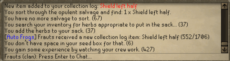 Frautsy's tweet photo. OSRS Completionist update.

Collection Log (552/1706) +5 added to collection log with new quest.

+0 EHC https://t.co/OLUuENsncm