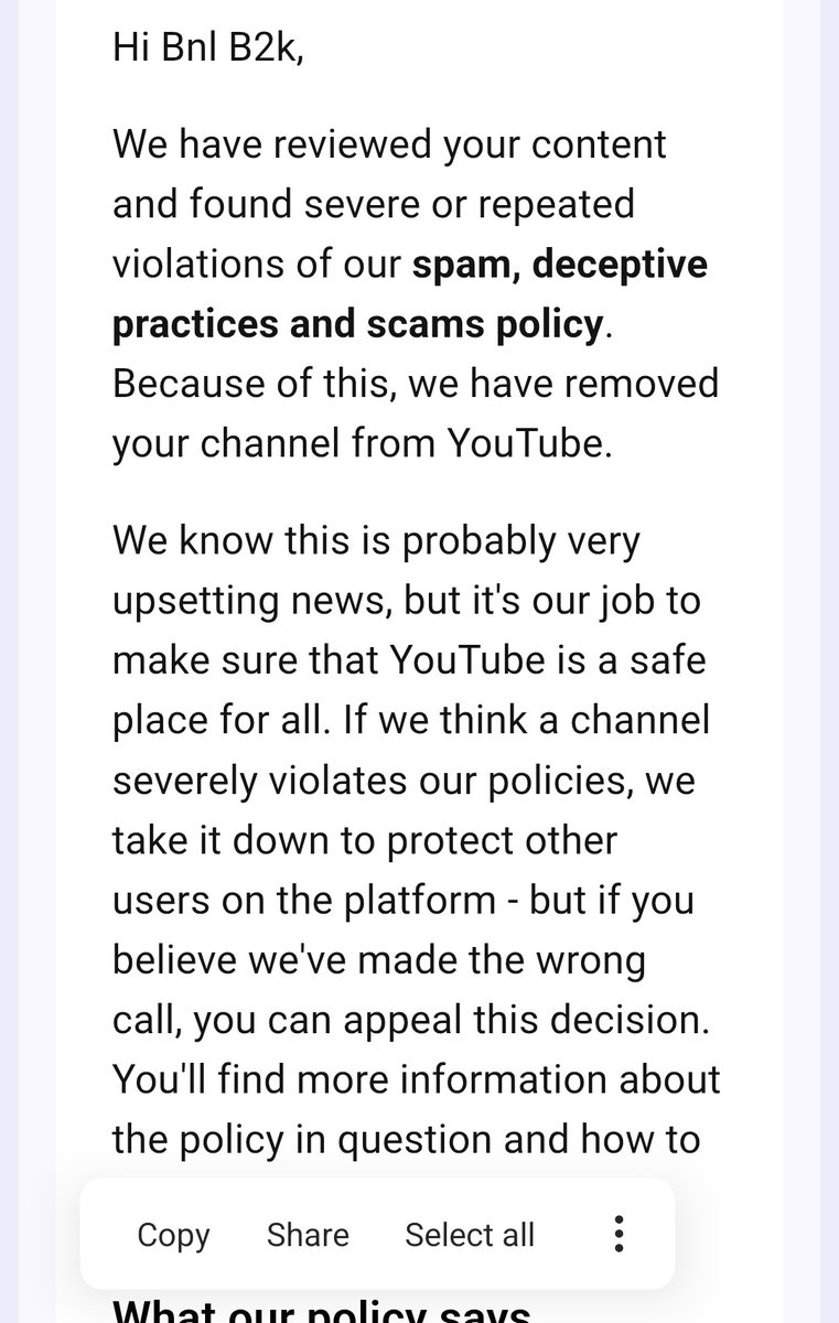 sfe87209's tweet photo. Hi @TeamYouTube, my channel was suspended for "spam, deceptive practices and scams," but I have not violated any policies. I believe this is a mistake by your automated system. My appeal was rejected, and I request a manual review as this is my livelihood.
My channels:
https://t.co/GZOGyPdxFA
https://t.co/ThneoznXSX
https://t.co/cdIatcvkmu…
Please help!