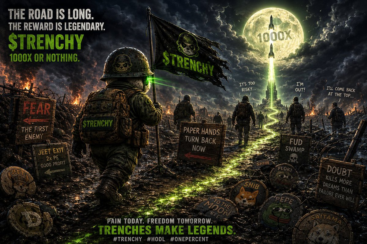 Irretaria's tweet photo. @BSCGemsAlert 🚩 Pain today. Freedom tomorrow.

While others quit at the first dip, the trenches keep marching.

💎 HODL the vision.
🔥 Ignore the noise.
🚀 Build for the 1000x journey.

The road is long. Legends are made along the way.

@Trenchy_Army #Trenchy #HODL #Crypto #Memecoin https://t.co/BG2K9vVdAy