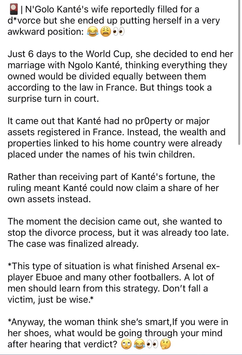 GKavukire's tweet photo. Now man knows women are after money 
Kante did something no body was ever  ready for https://t.co/18w2hqKhbO