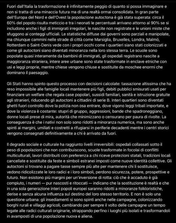 SleepyJ44161's tweet photo. @SuperFiammetta @DrGregHouse73 Popolo pavido e paese demolito sara il tuo altro che Italia e gli italiani, fuori Italia finito tutto ormai, noi Italici sono secoli che assistiamo al cesso disgenico ottavo mondo fuori Italia, superi le Alpi califfato ovunque ormai, anche USA, comincia la caccia al non italico https://t.co/1HZEOils6I