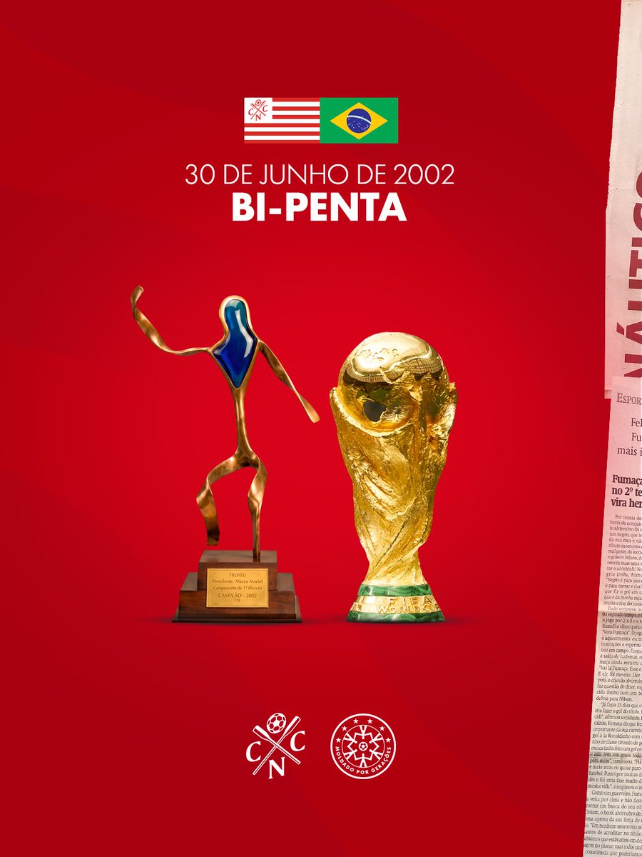 nauticope's tweet photo. 30 de junho de 2002.

Um dia que entrou para a história do futebol brasileiro e também da nossa história.

O Brasil celebrou o penta. 🇧🇷

O Náutico celebrou o bicampeonato no Estádio do Arruda. ❤️🤍

No mesmo dia, duas conquistas que marcaram gerações e seguem vivas na memória de quem ama futebol.

Relembrar é viver. 🇦🇹