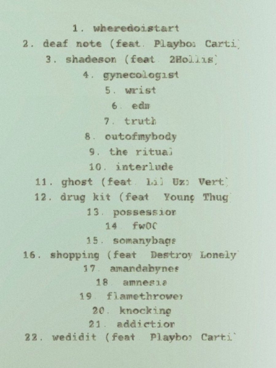 Kurrco's tweet photo. KEN CARSON

XPERIMENT
(ALBUM)

FRIDAY 🚨 

👤 PLAYBOI CARTI
👤 2HOLLIS
👤 LIL UZI VERT
👤 YOUNG THUG
👤 DESTROY LONELY https://t.co/Rqrvi2rA3B