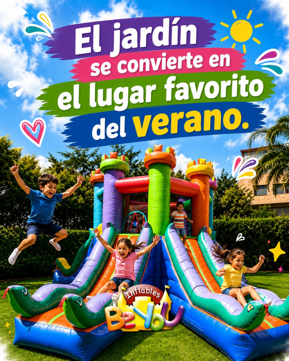 InflablesBeYou's tweet photo. ☀️ Convierte cualquier jardín en un parque de diversión 🌈

#Inflables #Verano #FiestasInfantiles #BeYou #Diversion https://t.co/h7t4HXOLXT