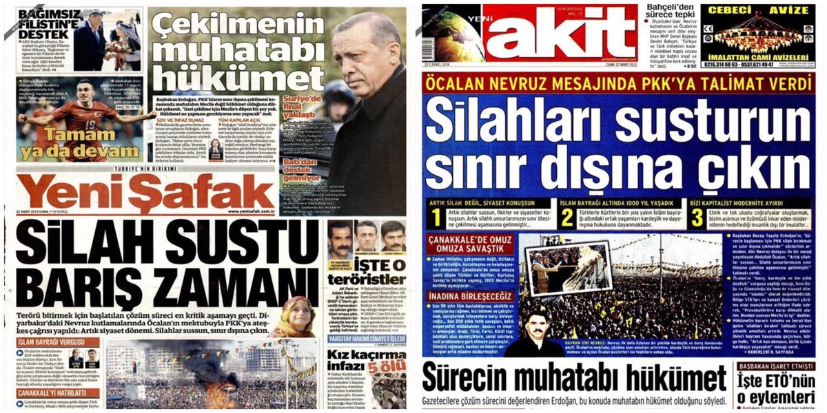 CAN_1_4_5_3's tweet photo. @mustafaciftcitr 2013 yılındaki Çözüm Süreci manşetleri. https://t.co/pU7MMIodYI