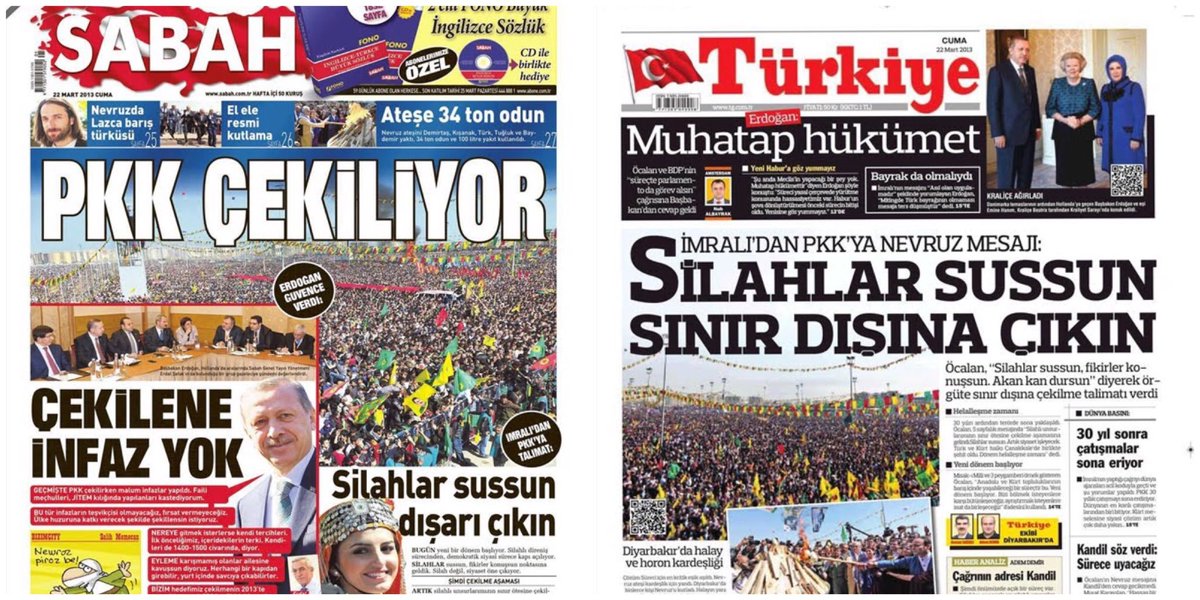 CAN_1_4_5_3's tweet photo. @mustafaciftcitr 2013 yılındaki Çözüm Süreci manşetleri. https://t.co/pU7MMIodYI