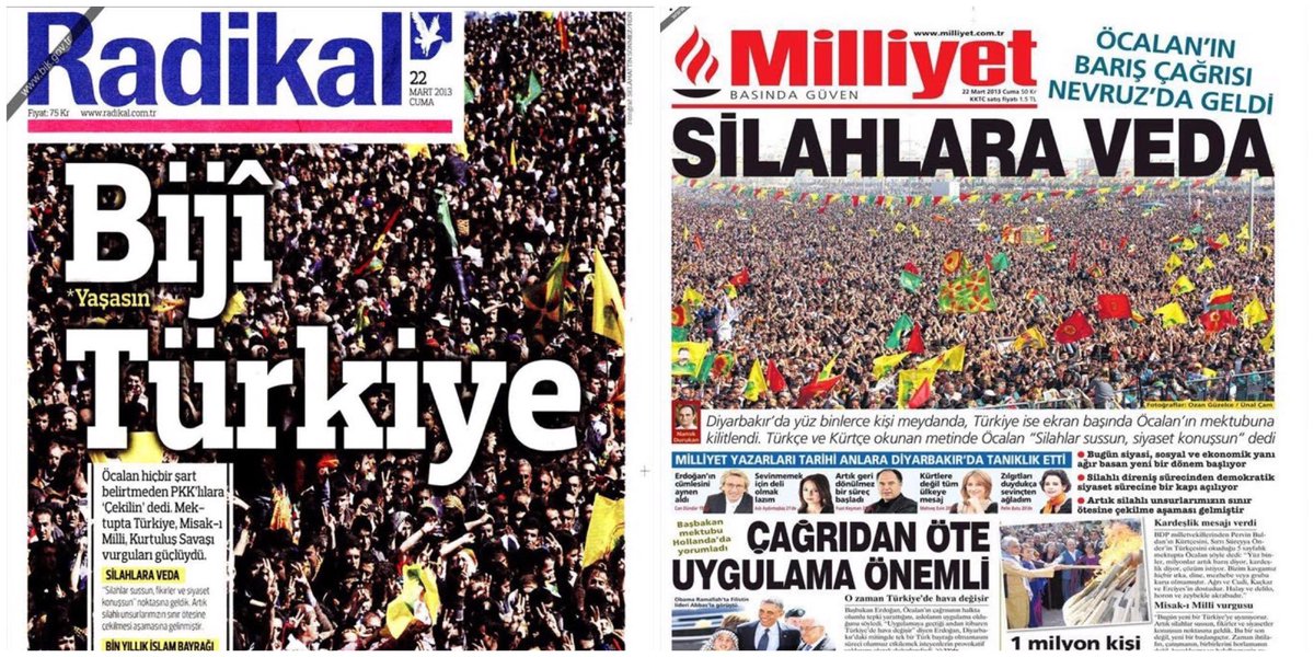 CAN_1_4_5_3's tweet photo. @mustafaciftcitr 2013 yılındaki Çözüm Süreci manşetleri. https://t.co/pU7MMIodYI