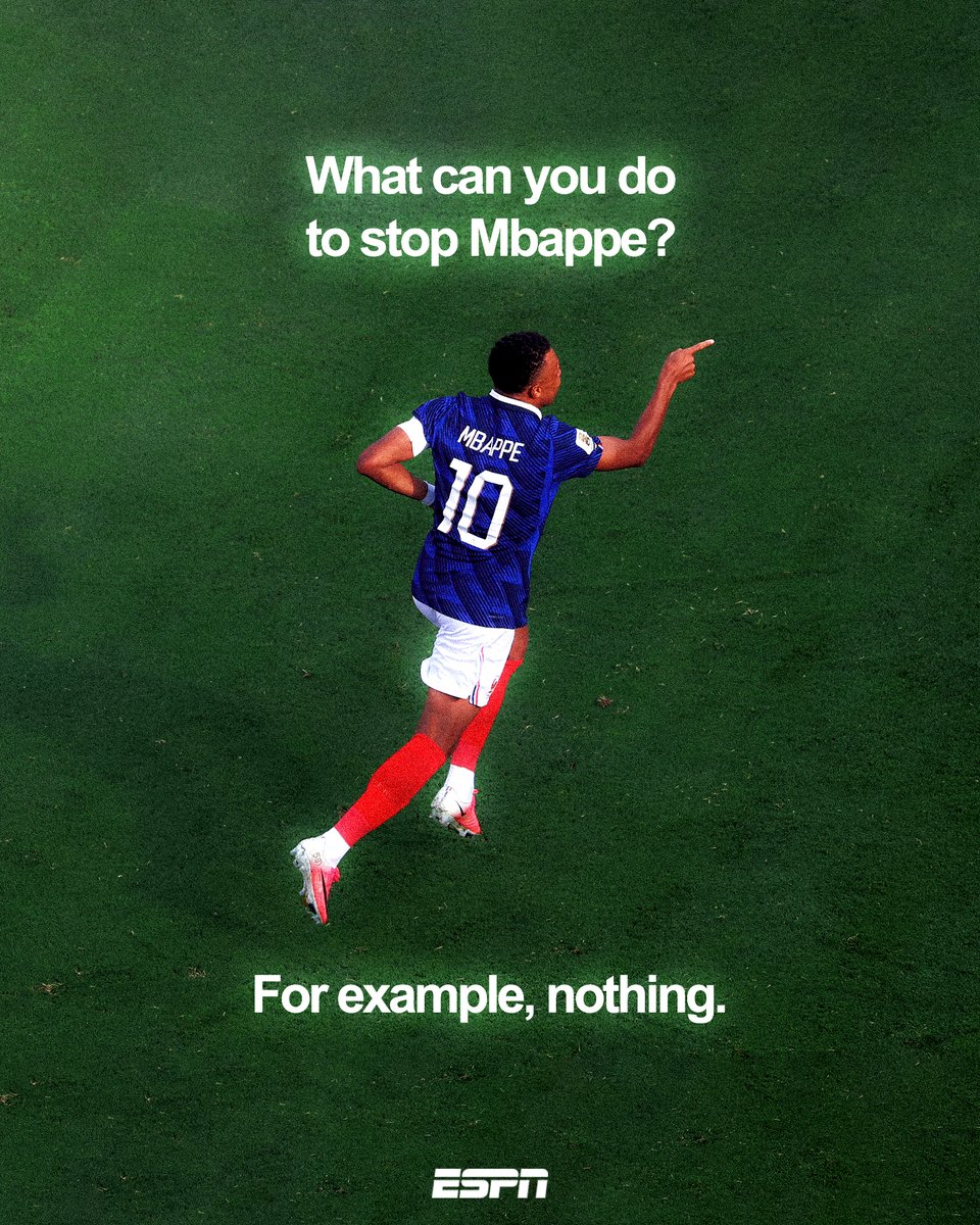 SportsCenter's tweet photo. Kylian Mbappé always cooks during the World Cup 👨‍🍳 https://t.co/GnsUD25H1j