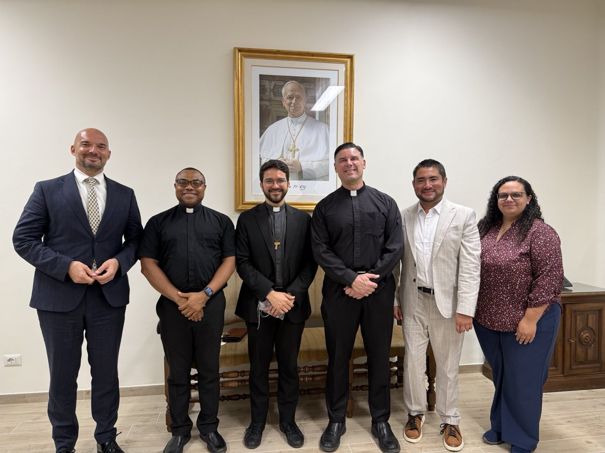 FatherCapo's tweet photo. What a grace-filled pilgrimage and mission trip to Rome for @StThomasUniv.  In communion with Pope Leo XIV, we strengthened partnerships with @UniSantaCroce and the Holy See, serving the Church’s mission and investing in young people. May Sts. Peter & Paul and St. Thomas of Villanova continue to guide us!