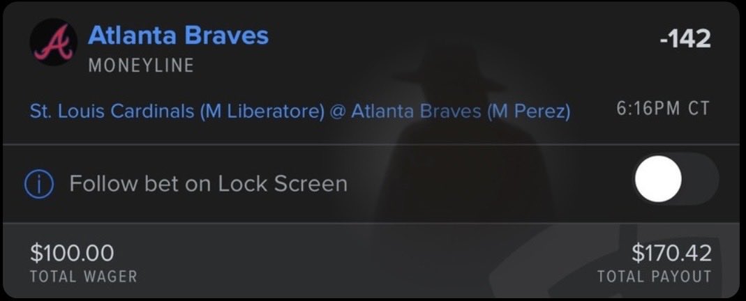 Phantom116243's tweet photo. Tuesday’s Free Play: Braves ML (-142, FanDuel) #GamblingX https://t.co/WxL0h1JQQU