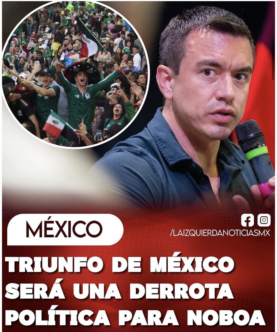 RiosAnaMa's tweet photo. ¡SE HARÁ JUSTICIA! El México vs Ecuador de este 30 de junio no es solo un partido del Mundial: es la oportunidad de cobrarle al dictador
Daniel Noboa la violación a la soberanía mexicana cuando sus agentes invadieron por la fuerza la embajada en Quito y rompieron las relaciones entre ambos países. Un triunfo del Tricolor sería mucho más que tres puntos; sería una derrota política para el títere de Trump. Que ruede el balón y que se haga justicia.