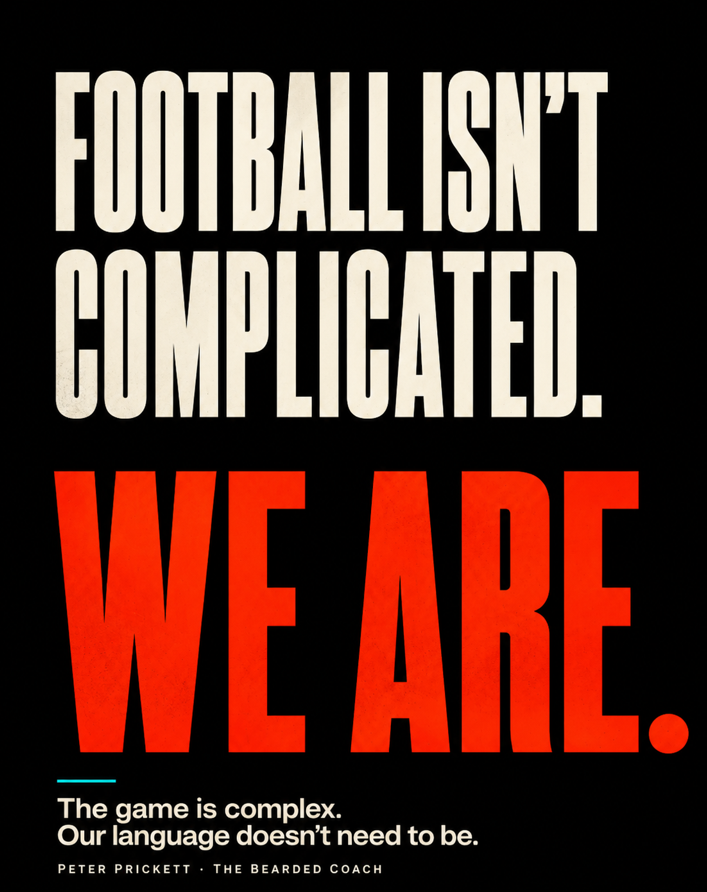 PeterPrickett's tweet photo. The game is complex.
Our language doesn’t need to be.
Strip it back to the principles.
Trust the players.

What are you overcomplicating? https://t.co/IljEHXORiY