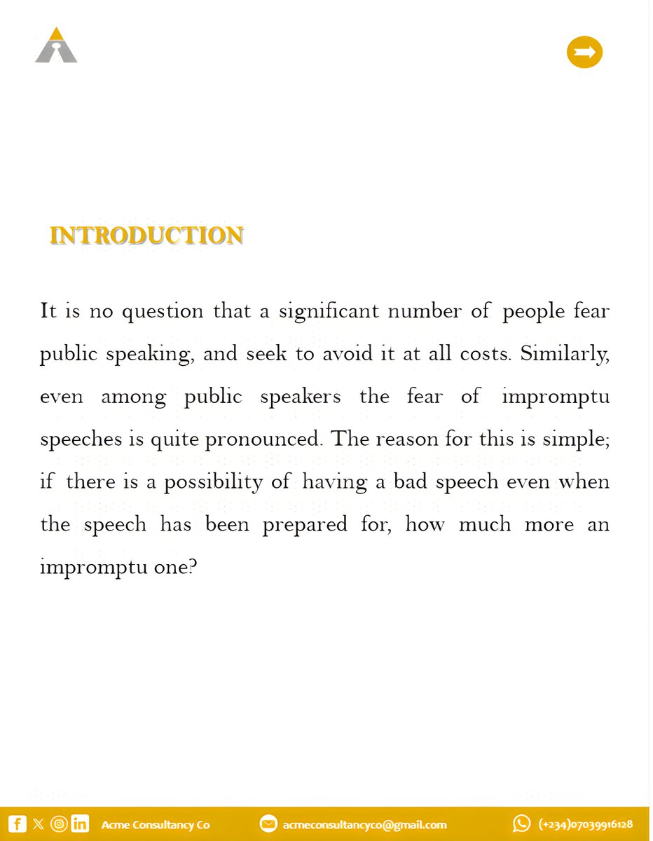 Consult_acme's tweet photo. Did someone say IMPROMPTU speeches? 😨 Before you get scared again, check out this helpful tips to help you be a better impromptu speaker.
#publicspeaking #oratory #publicspeakingtips #makingthestageyourhabitat https://t.co/A7Nsa4FEXm