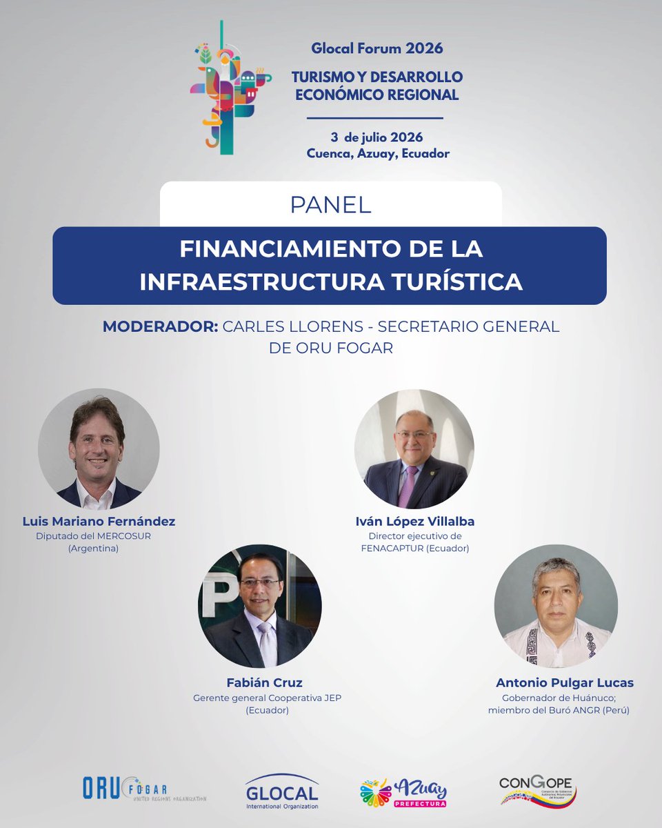 ORU_esp's tweet photo. 💼 ¿Cómo impulsar la infraestructura turística que necesitan nuestros territorios?

🌍 En el Foro de Turismo y Desarrollo Económico Regional, especialistas analizarán estrategias de financiamiento, cooperación e inversión para fortalecer el desarrollo turístico
#RegionsForTourism https://t.co/YVQHFeMqCl
