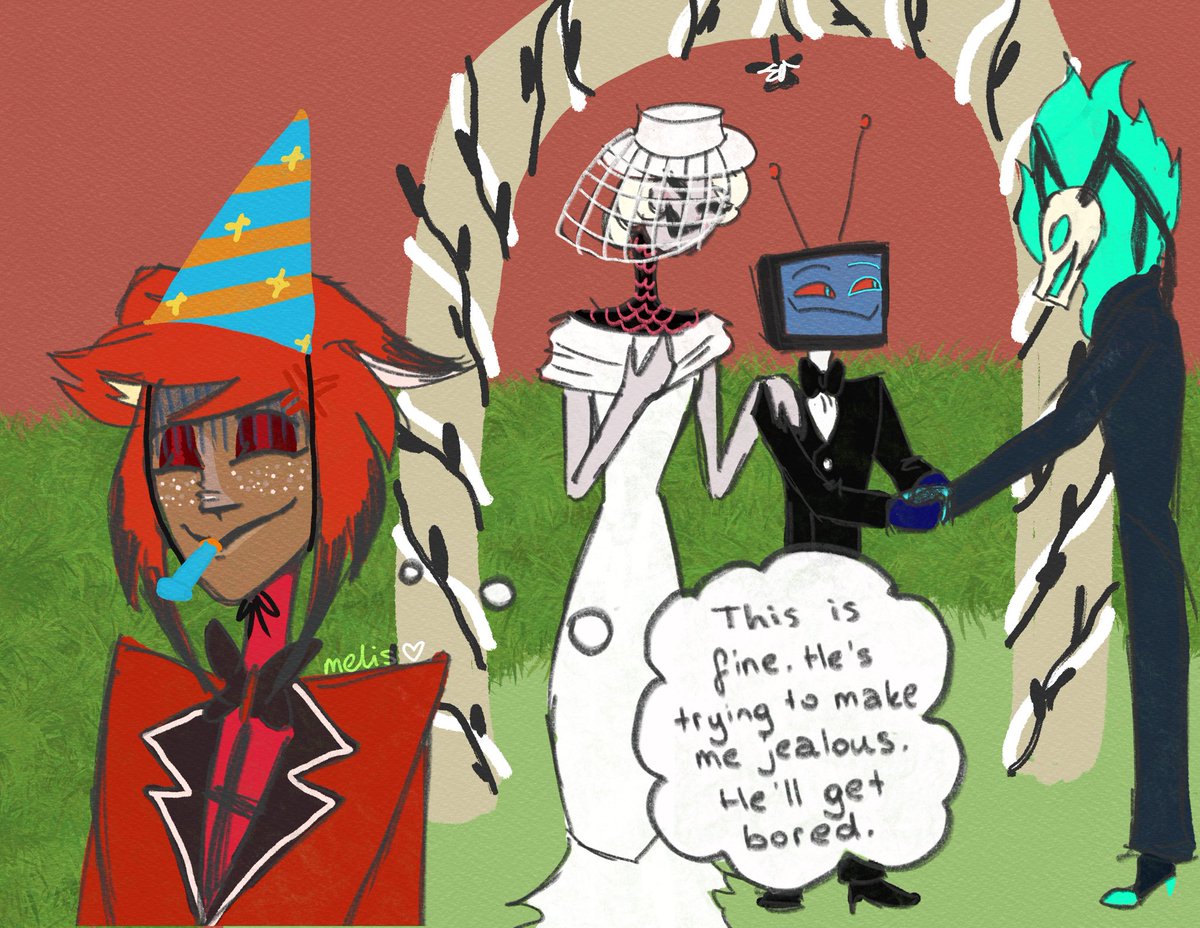 melishnm322's tweet photo. Yeah Al, I think this is all fine too. Vox is surely trying to make you jealousβ¦
#cannibalstatic #staticsilence #hazbinhotel https://t.co/yl79encE7k