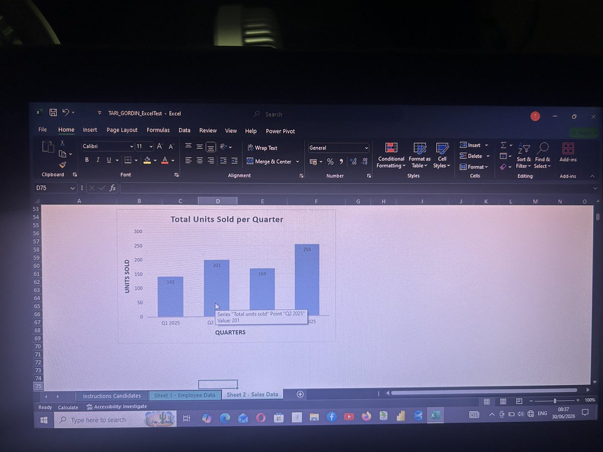 TariGordin's tweet photo. Day 24📊

Completed an Excel Proficiency Assessment using:
✅ LOOKUP
✅ IF
✅ SUMIF &amp; COUNTIF
✅ Dates
✅ Conditional Formatting
✅ Data Validation
✅ Tables &amp; Charts

One step closer to becoming a Data Analyst. 🚀Thanks to @ezekiel_aleke 

#DataAnalytics #Excel #LearningInPublic https://t.co/zTYMeshvMi