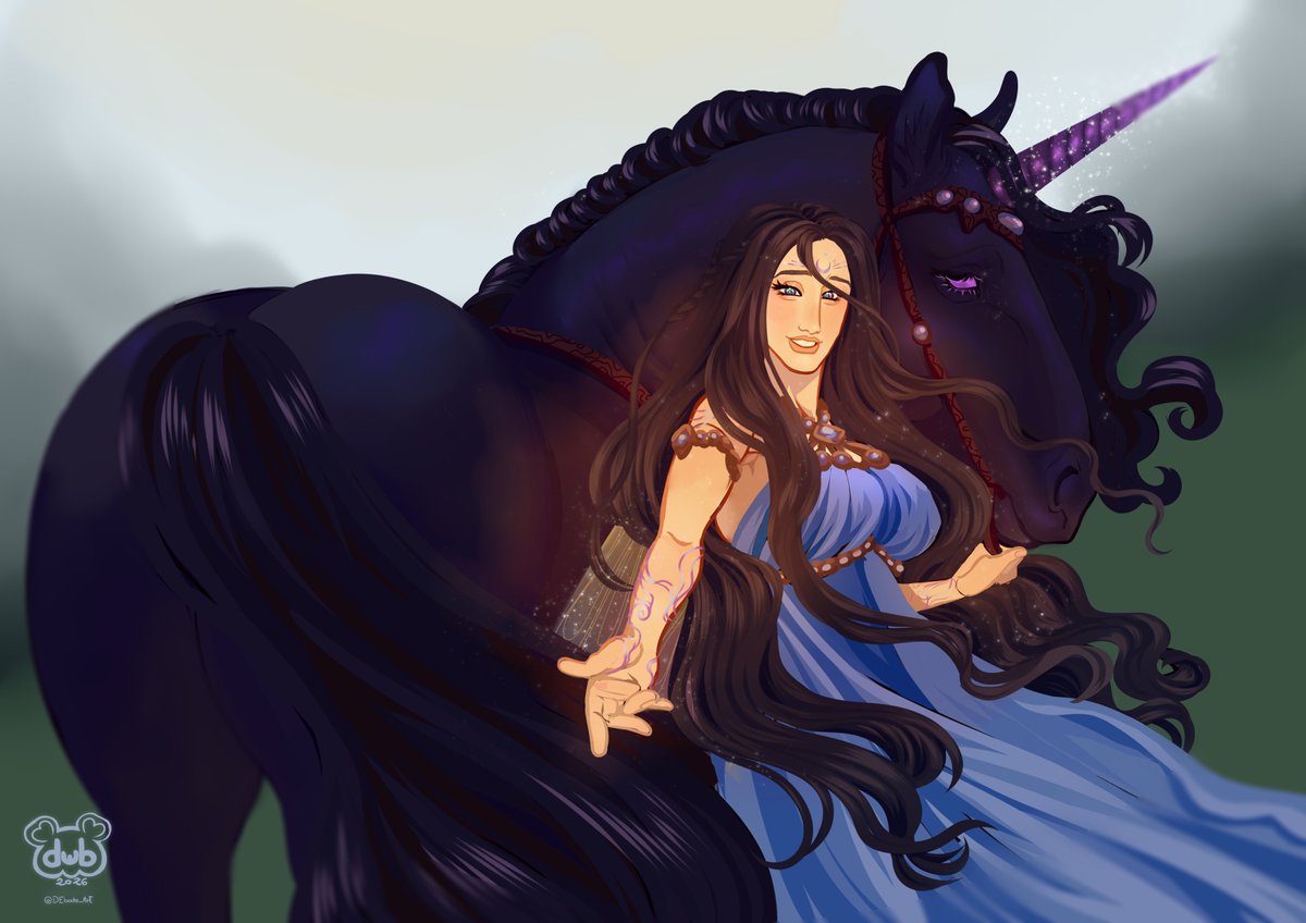 Debear_Art's tweet photo. Voltando a movimentar esse perfil estou atualizando uma personagem antiga minha, o nome dela é Morgana e ela é uma cavaleira sem cabeça, antes dela virar o que virou era apenas uma fada seguindo seu caminho como de costume. Nesse desenho ela está acompanha do seu unicórnio Nix 🥰 https://t.co/Kl43tUELxT