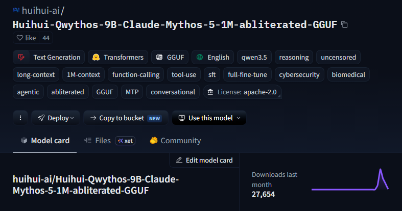 0x0SojalSec's tweet photo. Locally Uncensored Claude Mythos vibes but without the corporate nanny filters.

that actually feels like Claude on steroids.
- 1M context, 
- refuses to refuse.
- scary good reasoning - Deep chain-of-thought
- and zero hand-holding.

- https://t.co/1DTZ41RK6d https://t.co/ekwttoo1ar