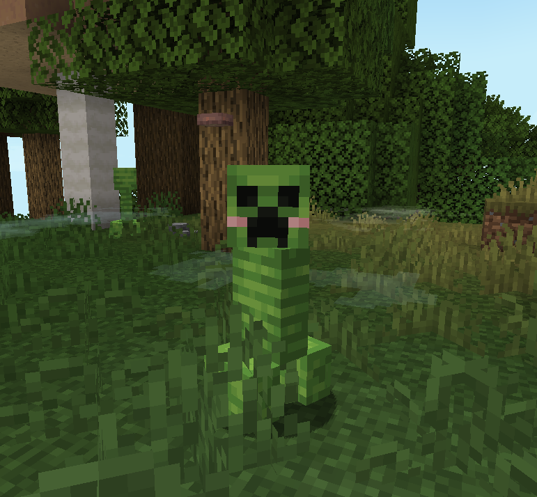 spaceNiki_'s tweet photo. and a regular more boring creeper with a texture identical to some other retexture you've probably already seen, but with a blush! https://t.co/NXcPULKZhb