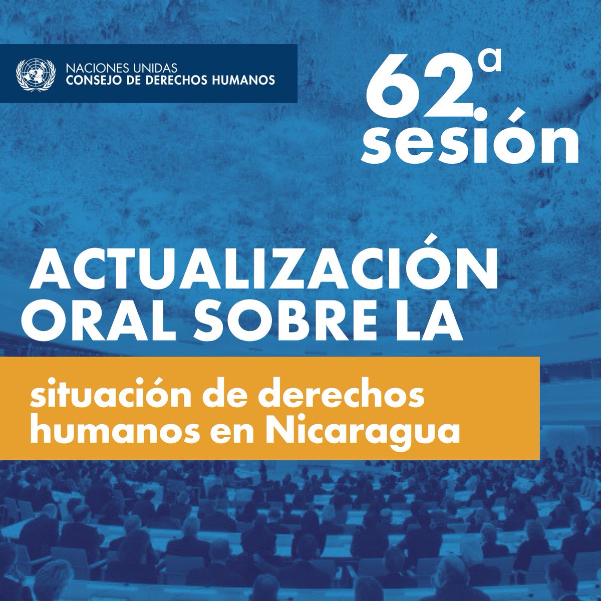 OACNUDH's tweet photo. En la sesión #HRC62 de @UN_HRC el @UNHumanRights presentó su actualización oral sobre #Nicaragua.

El Alto Comisionado advierte que la crisis de derechos humanos persiste:

▪️Más de 800 mil personas han huido
▪️Espacio cívico casi cerrado
▪️Detenciones arbitrarias, desapariciones y muertes bajo custodia
▪️Ataques a periodistas, sociedad civil y Pueblos Indígenas
▪️Riesgo para elecciones libres en 2027

🎦Mira la actualización oral completa: https://t.co/tZN8J2NTuP