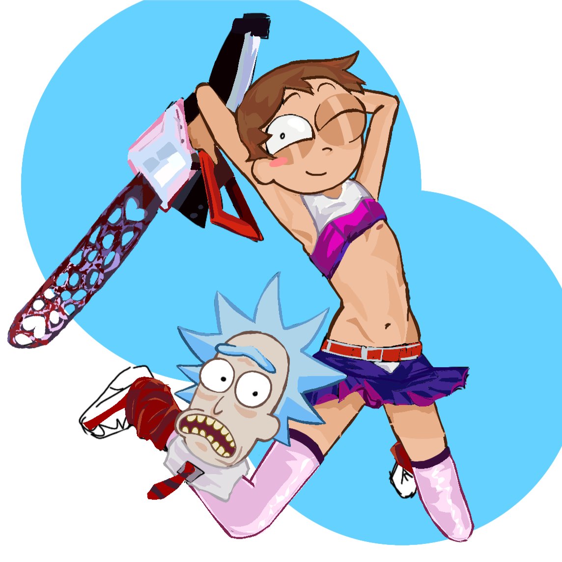 RickyX5k's tweet photo. Mortypop Ricksaw🍭😚. 
#rickandmorty #lollipopchainsaw https://t.co/HYEPwlkmOx