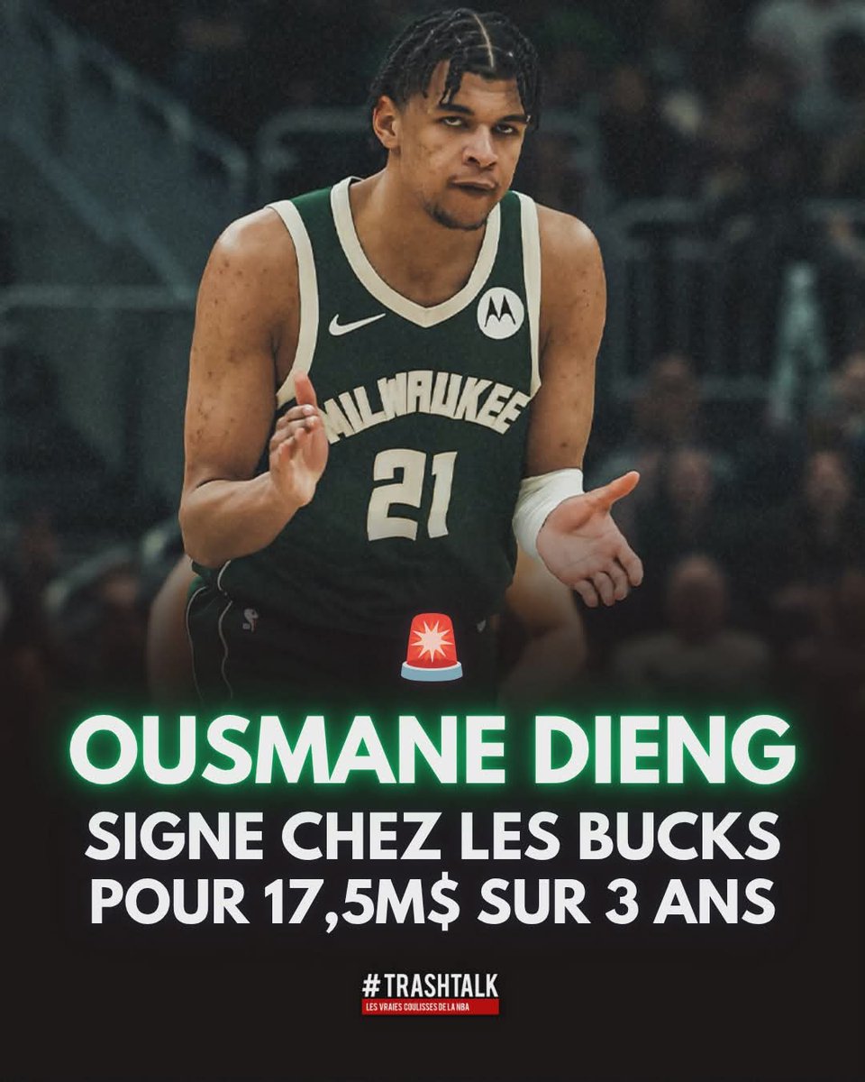 TrashTalk_fr's tweet photo. Ousmane Dieng re-signe pour 3 ans et 17,5 millions de dollars aux Bucks !
➡️https://t.co/6JJYZS9w27 https://t.co/lazjBTxzCA