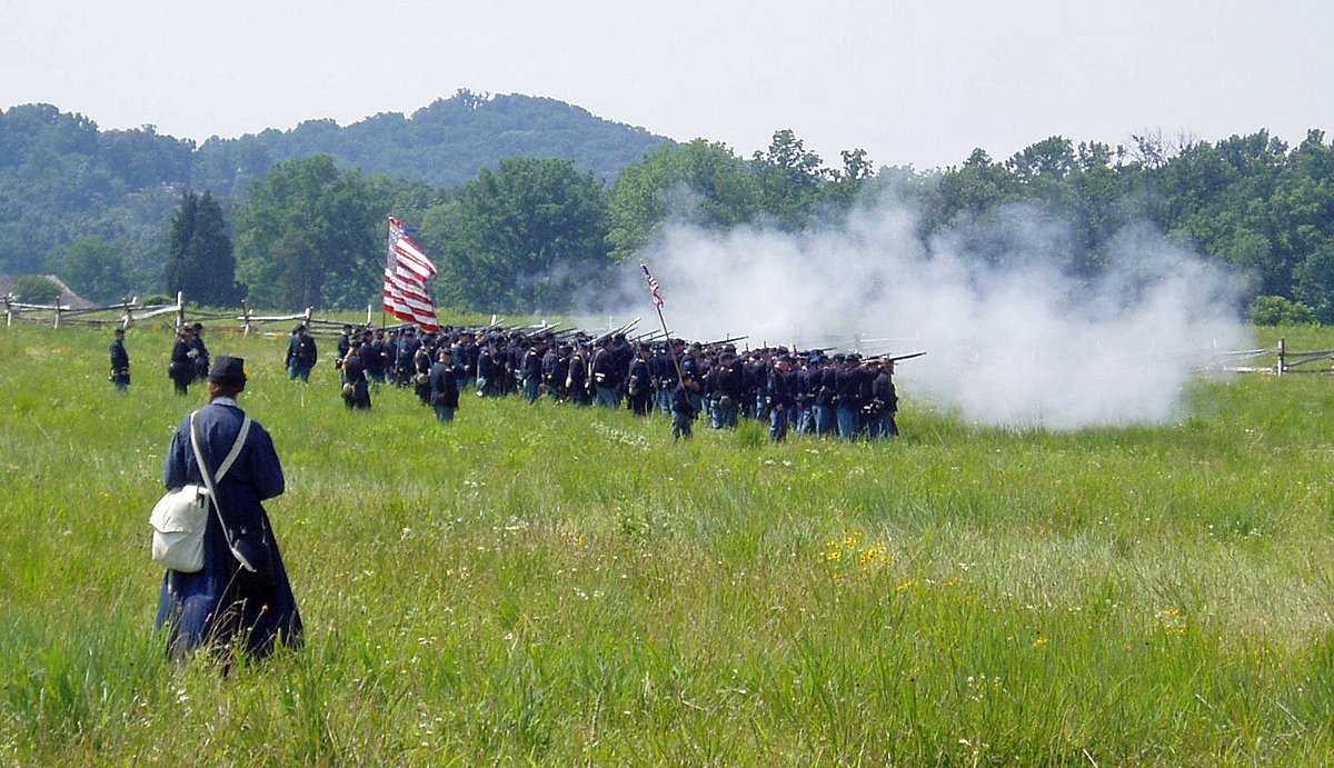 liny67th's tweet photo. COUNTERMARCH!!! (20 Years Ago) 30 June - 2 July 2006: Living History at Gettysburg National Park

From our website, "Eight men traveled to Gettysburg for the annual Living History at the Pennsylvania Monument in Gettysburg and this turned out to be an exceptional weekend. Arriving on Friday, we visited the Coster Avenue mural north of town and later in the evening joined up with eight members of the 119th NY who were our guests for the weekend. With 16 men total from Long Island, we were able to form our own company, First Company, that was commanded by Lt. Russell Manning of the 28th PA. With the cancelation of the Annual Reenactment that same weekend, the ranks of the Mifflin Guard swelled from the usual five Companies to eight, the largest gathering we have ever seen on the battlefield. There was no Ranger Walk for the Saturday so Colonel Scott Washburn improvised with a march to the High Water Mark. We also stopped at the nearby monument to the 12th NJ, one of the constituent regiments of the Mifflin Guard. Your Correspondent stay a few extra days and had the pleasure of meeting historian Ed Bearrs on Little Round Top." 

https://t.co/rjWx6dNOw1