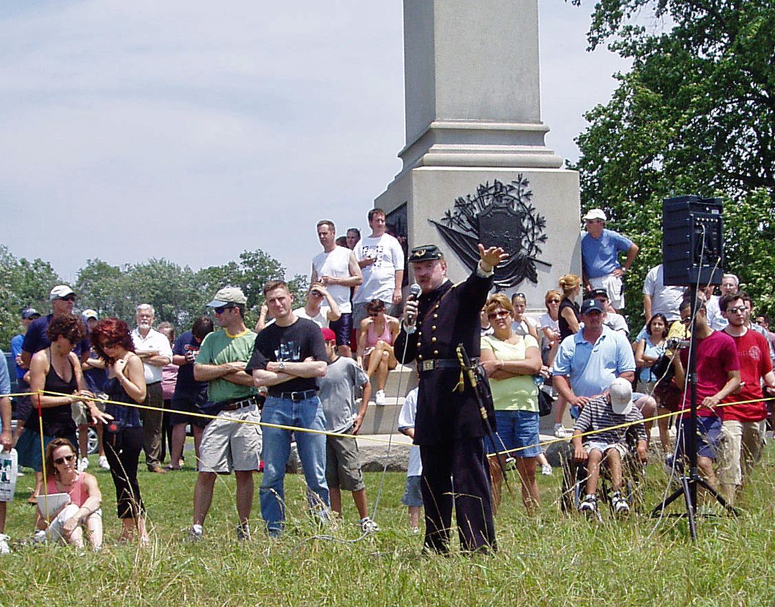 liny67th's tweet photo. COUNTERMARCH!!! (20 Years Ago) 30 June - 2 July 2006: Living History at Gettysburg National Park

From our website, "Eight men traveled to Gettysburg for the annual Living History at the Pennsylvania Monument in Gettysburg and this turned out to be an exceptional weekend. Arriving on Friday, we visited the Coster Avenue mural north of town and later in the evening joined up with eight members of the 119th NY who were our guests for the weekend. With 16 men total from Long Island, we were able to form our own company, First Company, that was commanded by Lt. Russell Manning of the 28th PA. With the cancelation of the Annual Reenactment that same weekend, the ranks of the Mifflin Guard swelled from the usual five Companies to eight, the largest gathering we have ever seen on the battlefield. There was no Ranger Walk for the Saturday so Colonel Scott Washburn improvised with a march to the High Water Mark. We also stopped at the nearby monument to the 12th NJ, one of the constituent regiments of the Mifflin Guard. Your Correspondent stay a few extra days and had the pleasure of meeting historian Ed Bearrs on Little Round Top." 

https://t.co/rjWx6dNOw1