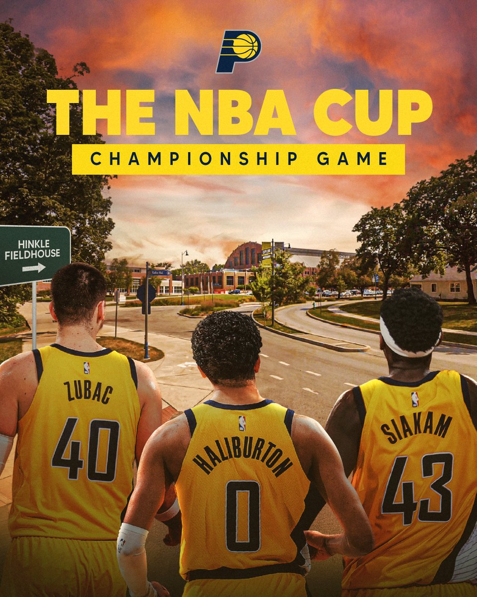 Pacers's tweet photo. The NBA Cup Championship Game will be played at Hinkle Fieldhouse on December 11 🏆

The chase is on. https://t.co/saKCK9eOme